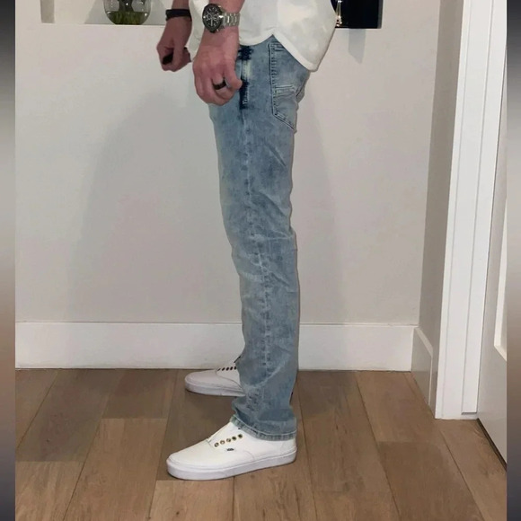 2PAIR- BUFFALO JEANS “EVAN-X” SLIM STRAIGHT STRETCH BLEACHED AND SANDED 30/30 - Picture 3 of 16